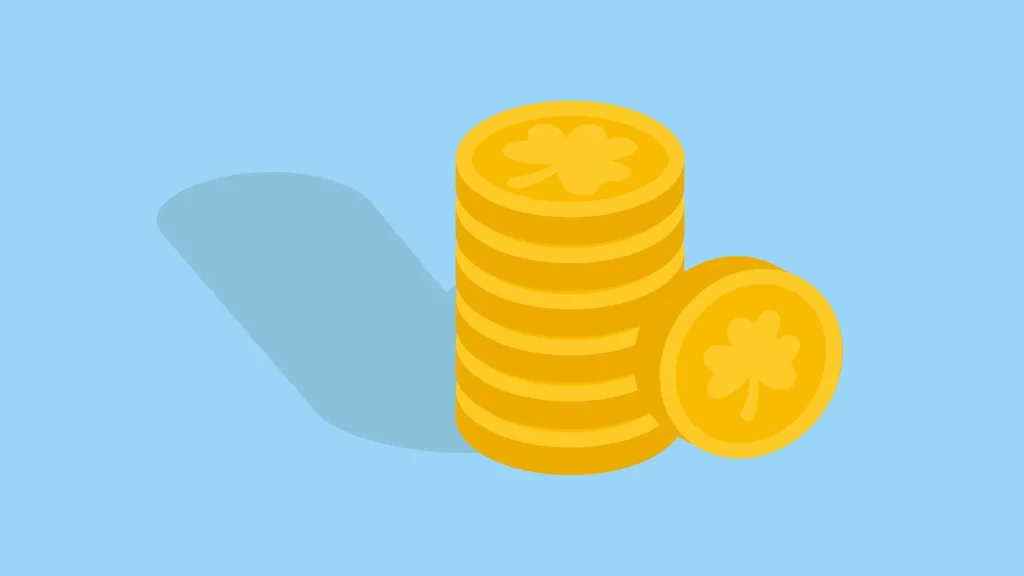 Illustration of a stack of gold coins on a blue background