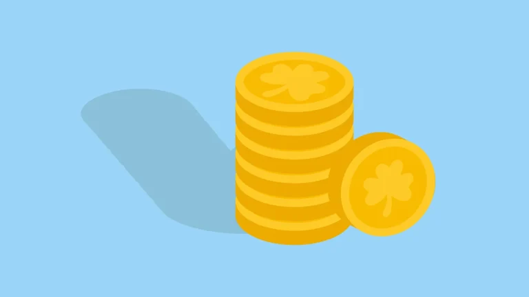 Illustration of a stack of gold coins on a blue background